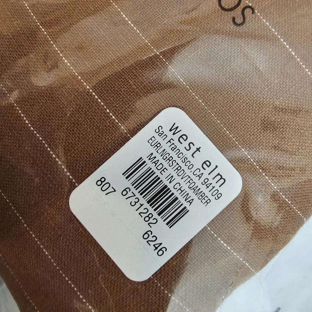 European Flax Linen Graduated Stripe Queen Duvet Cover & Standard Shams Amber